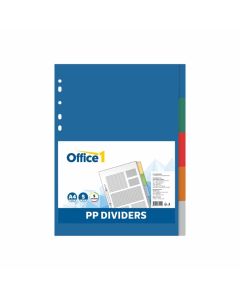 Office 1 Разделител, PP, A4, с цветове, 5 броя