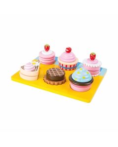 Small Foot Комплект кексчета и торти за рязане, дървени, 13 части