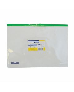 Office 1 Папка със зелен цип и джоб за визитка, А4, прозрачна
