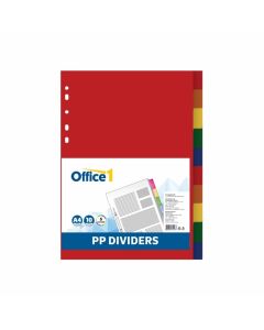 Office 1 Разделител, PP, A4, с цветове, 10 броя