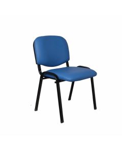 Посетителски стол Iso Iron Black, екокожа, метална основа, до 120 kg, син
