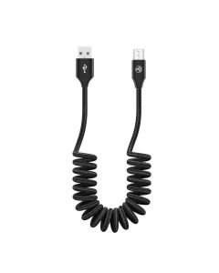 Tellur кабел за данни, USB-А - Micro-USB, разтегателен, 1.8 м, черен