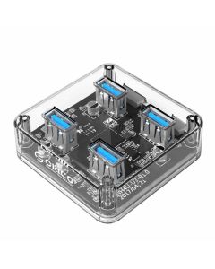 Orico хъб USB3.0 HUB 4 port transparent, 1m cable - MH4U-U3-03-CR