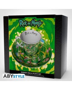 Комплект ABYSTYLE RICK AND MORTY Mirror mug plate set Portal, Чаша, Подложка