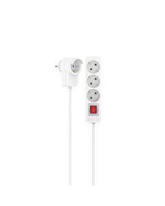 HAMA Power strip, 3 гнезда, 1.4м, Допълнителен контакт, Бутон вкл-изкл, Бял