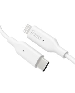 Кабел за зареждане-Дата HAMA, USB-C - Type-C-Lightning, 1м, бял