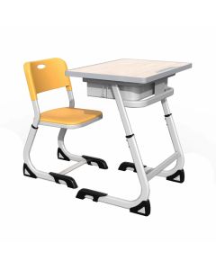 Ученически стол RFG Ergo School, от I до XII клас, регулируем, полипропилен, жълт