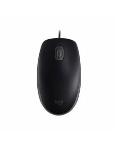 Logitech B110, оптична, безшумна, USB, 3 бутона, черна