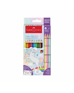 Faber-Castell Цветни моливи Grip 2001, 10 стандартни и 3 блестящи цвята