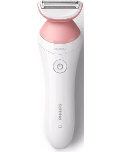 Дамска самобръсначка Philips Series 6000, 7.5 W, Wet&Dry, Подвижна глава, Бял/Розов