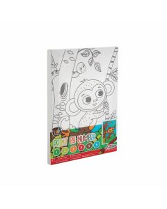 Moxy Платно за оцветяване Маймуна, по номера, с четка и бои, 297 x 195 mm
