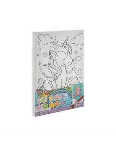Moxy Платно за оцветяване Еднорог, по номера, с четка и бои, 297 x 195 mm