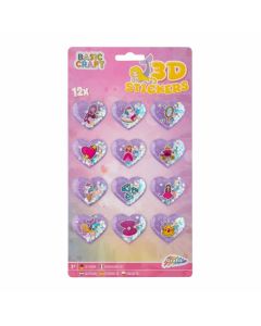 Moxy 3D Стикери с брокат, 12 броя, розови