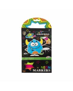 Moxy Книжка за оцветяване Чудовища, неон, с 5 маркера, 40 листа