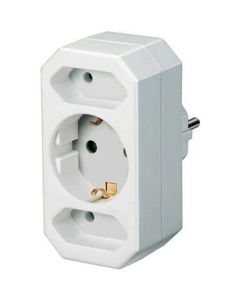 Адаптер за контакт 2x 2P Евро контакт и 1x 2P+E Бял - Brennenstuhl Adapterstecker BS1508050
