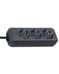 Разклонител 3x 2P+E с кабел 1.5m Черен - Brennenstuhl Eco-line BS1158620015