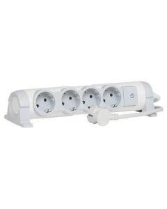 Разклонител 4 x 2P+E с кабел 1.5 m Бял - Legrand Comfort 694626