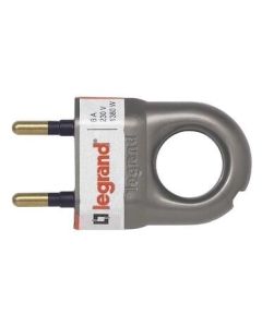 Щепсел 2Р 6А с ринг Алуминий - Legrand Helium 50165