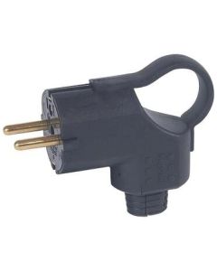 Щепсел 2P+E 16A с ринг и кабел на 90° IP44 Черен - Legrand Helium 50252