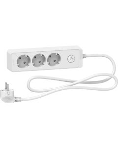 Разклонител шуко 3x 2P+E с ключ и кабел 1.5m Бял - SCHNEIDER ELECTRIC Unica ST9431W