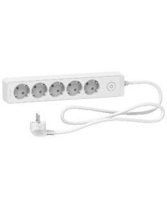 Разклонител шуко 5x 2P+E с ключ и кабел 1.5m Бял - SCHNEIDER ELECTRIC Unica ST9451W