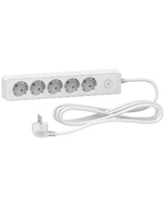Разклонител шуко 5x 2P+E с ключ и кабел 3m Бял - SCHNEIDER ELECTRIC Unica ST9453W