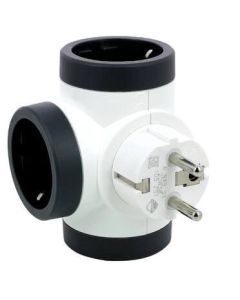 Адаптер 3x 2P+E Шуко, Т-образен, въртящ, цвят Бял/тъмносив - Legrand Premium 694521