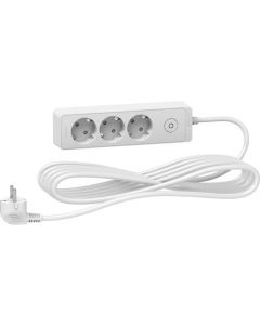 Разклонител шуко 3x 2P+E с ключ и кабел 5m Бял - SCHNEIDER ELECTRIC Unica ST9435W