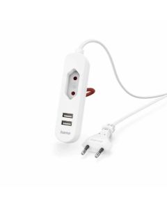 Hama USB захранване-разклонител с 1.9 м, 2x USB-A, бял