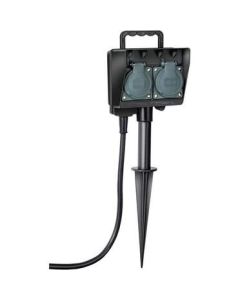 Разклонител за градина 2x 2P+E Earth Rod IP44 с кабел 1.4m Черен - Brennenstuhl Earth Rod BS1154430