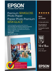 Epson Premium полугланцова фотохартия, 251g-m2, 100x 50мм, 50 листа в опаковка