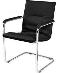 Посетителски стол Nowy Styl Rumba Lux, екокожа, до 120 kg, черен