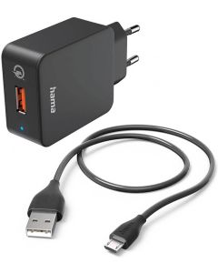 Зарядно устройство 220V micro USB, 3A, Qualcomm Quick Charge 3.0+ micro USB, 1.5 м.