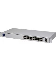 Ubiquiti USW-24, 24x Gbit, 2xSFP слота, L2 управляем, 1.3" цветен дисплей