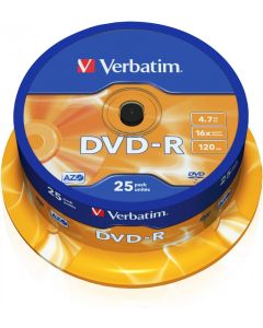 Verbatim DVD-R AZO 4.7GB 16X MATT SILVER SURFACE (25 PACK)