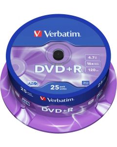 Verbatim DVD+R AZO 4.7GB 16X MATT SILVER SURFACE (25 PACK)