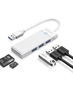 Orico хъб USB3.0 HUB White - 3 x USB3.0, SD, TF - PAPW3AT-U3-015-WH