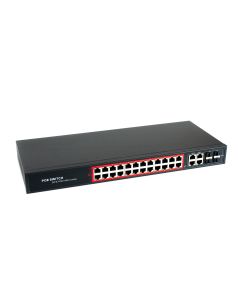 24 port 10/100 POE комутатор + 4 порта up link 10/100/100 4xSFP 48-52v за POE портовете up to 250m