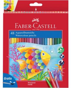 Faber-Castell Акварелни моливи, 48 цвята, с включена четка