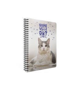 Gipta Тетрадка Catbook, бяла хартия, широки редове, със спирала, А4, 80 листа