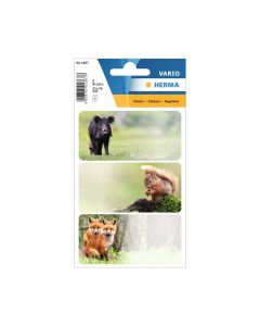 Herma Самозалепващи се етикети Горски животни, ученически, 9 броя