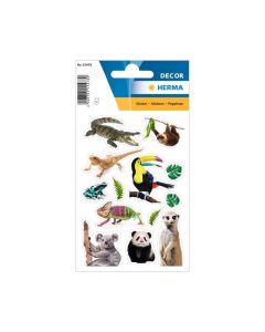 Herma Самозалепващи се етикети Екзотични животни, 3 листа