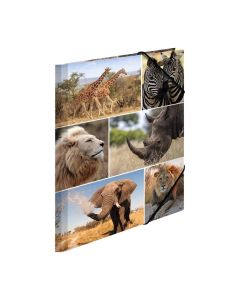 Herma Папка Animals, картонена, с ластик, A4, с африкански животни
