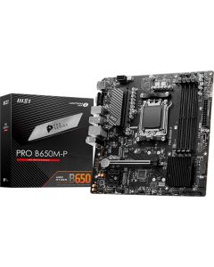MSI PRO B650M-P, ATX, AM5. 4x DDR5, 2x USB 3.2 Gen 1, 4x USB 2.0, 1x HDMI, 1x DP