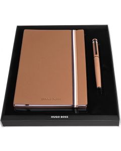 Hugo Boss Комплект тефтер и ролер Iconic, A5, карамел