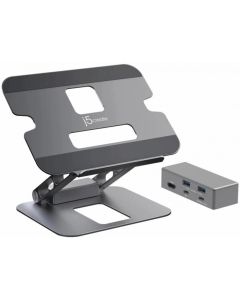 Поставка за лаптоп с докинг станция j5create JTS327, до 16, USB-C, 4K