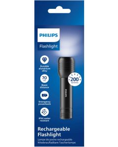 Philips SFL7003R, USB, 200 lm, 3 режима, 70 м, Батерия 3.7V 1200mAh, Черен, 20 броя