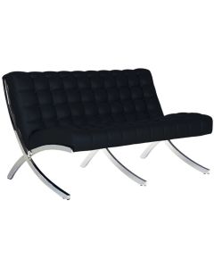 Диван RFG Murano Chrome, двуместен, екокожа, 1350 х 870 х 760 mm, черен
