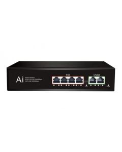 PoE Gigabit Суич 10/100/1000, 4 ports + 2 Uplink x 1000Mbit, 10Gbps IEEE802.3af/at, 65W, 250m
