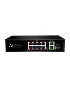 PoE Gigabit Суич 10/100/1000, 8 ports + 2 Uplink x 1000Mbit, +1 SFP, 20Gbps IEEE802.3af/at, 120W, 250m